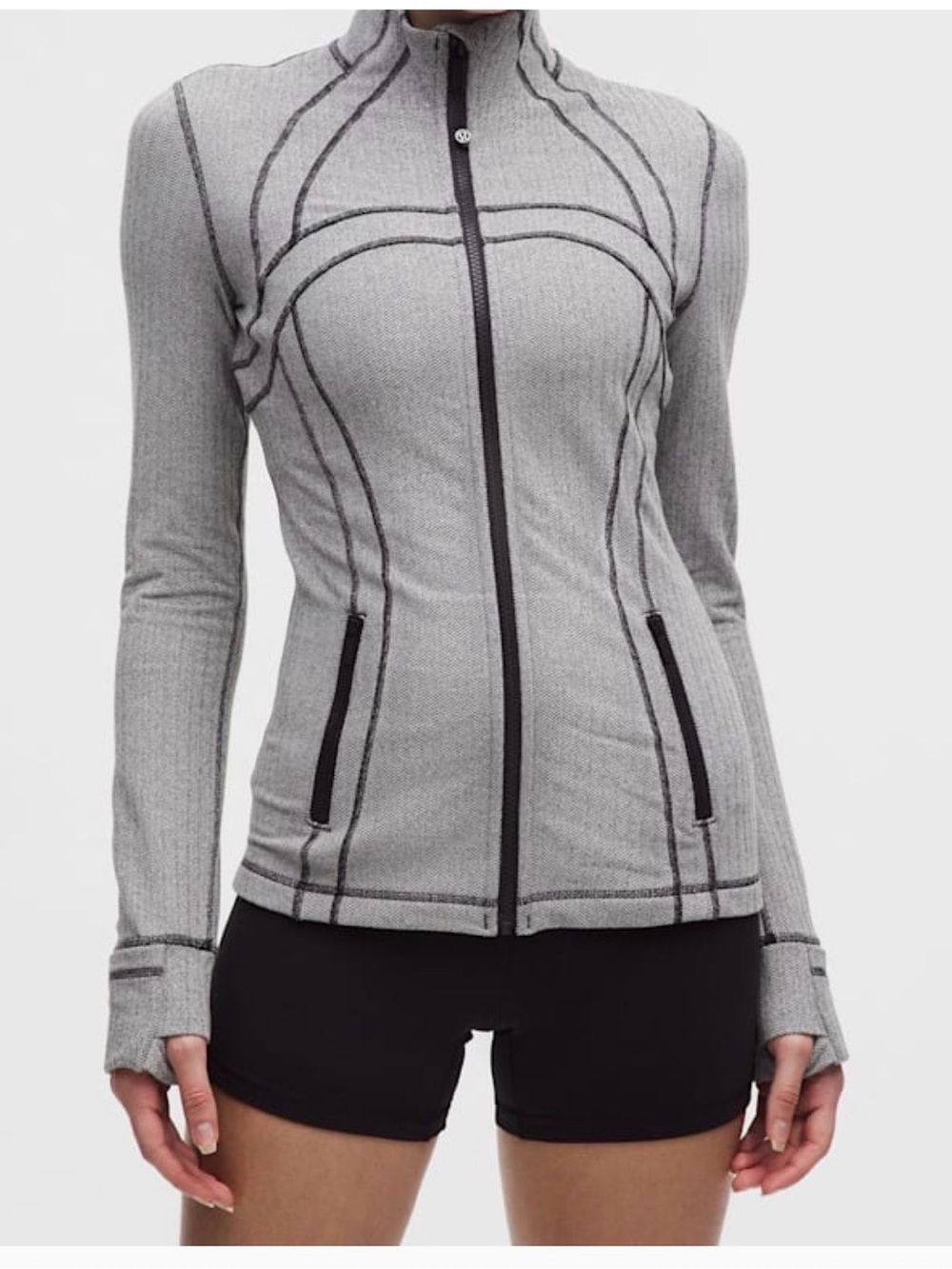 lululemon athletica Gray Ribbed Contrast-Stitch Full-Zip Jacket